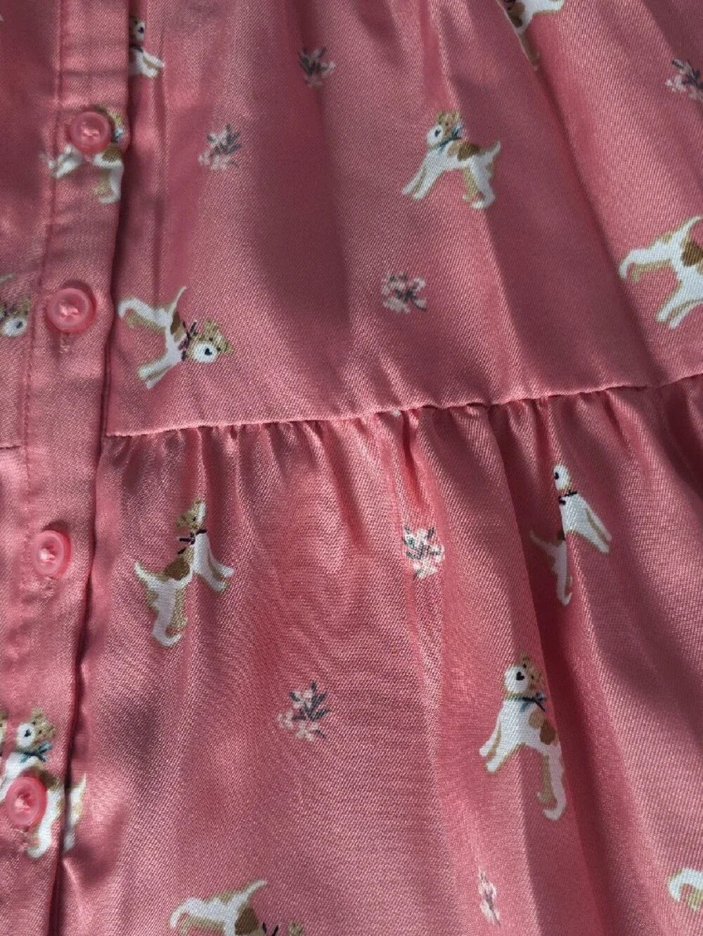 Janie and Jack Pink Puppy Print Tiered Nightgown